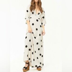 Ivory & Black Polka Dot V-Neck Dress NWT